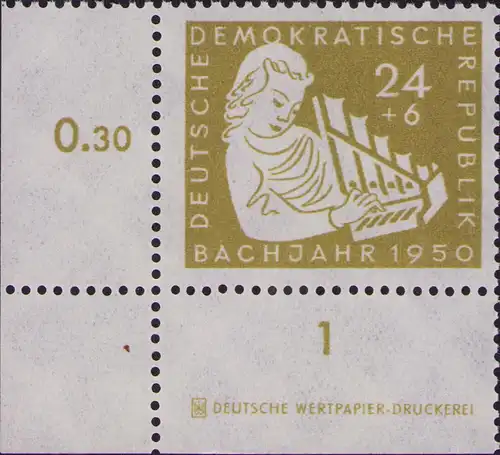 2946 DDR **  257 DV 200. Todestag von Johann Sebastian Bach 1950