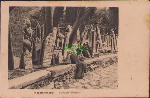 152690 AK Konstantinopel Türkischer Friedhof 1918 Militär Mission Jilderim