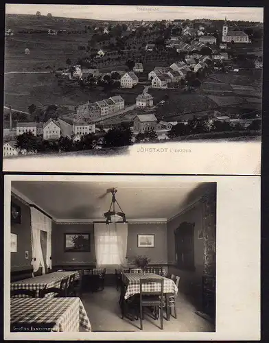 62352 2 AK Jöhstadt Landheim 1928 Esszimmer + Teilansicht um 1905