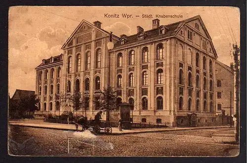 80730 AK Konitz Wpr. Städt. Knabenschule Vollbild 1913