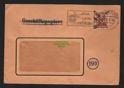 h4460 SBZ Bezirkshandstempel Bezirk 14 Brief Dresden Kauth & Weidinger Farben