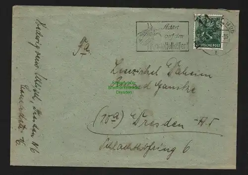 h4544 SBZ Bezirkshandstempel Bezirk 14 Ortsbrief Dresden 25 Lesezirkel Daheim