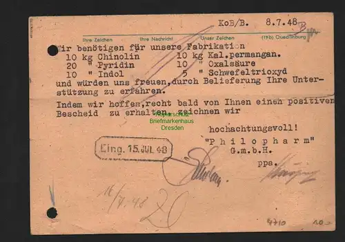 h4710 SBZ Bezirkshandstempel Bezirk 20 Neinstedt Quedlinburg Postkarte n. Berlin