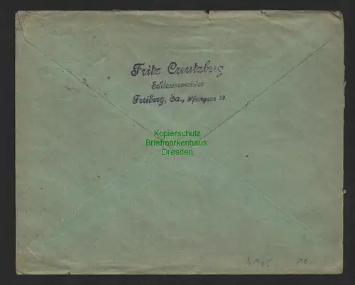 h4105 SBZ Bezirkshandstempel Bezirk 14 Brief Freiberg 1.7.48 gepr. N. Berlin Dah