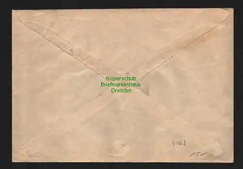 h4163 SBZ Bezirkshandstempel Bezirk 14 Brief Hainsberg 30.6.48