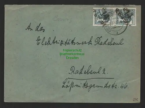 h4089 SBZ Bezirkshandstempel Bezirk 14 Brief Coswig 28.6.48 2x 12 Pfg an E-Werk