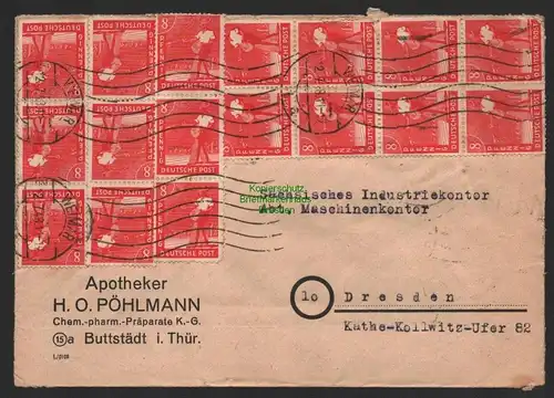 B9982 Brief SBZ Gebühr Währungsreform 1948 Zehnfach Weimar 2.7.48