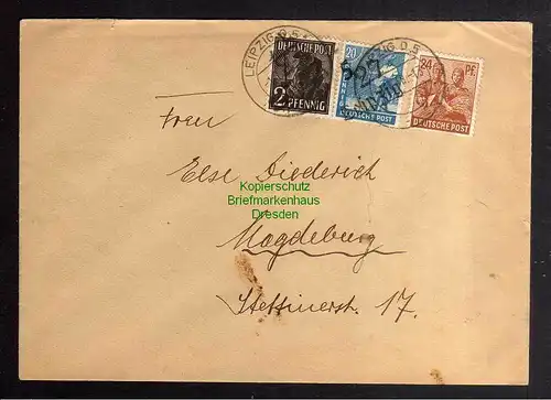 h3250 SBZ Bezirkshandstempel Bezirk 27 Leipzig 5 Brief MiF zehnfach gepr. BPP