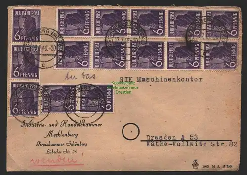 B9995 Brief SBZ Gebühr Währungsreform 1948 Zehnfach Schönberg Meckl. N. Dresden