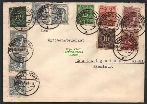 B9997 Brief SBZ Gebühr Währungsreform 1948 Zehnfach Grabow Meckl. N. Ludwigslust
