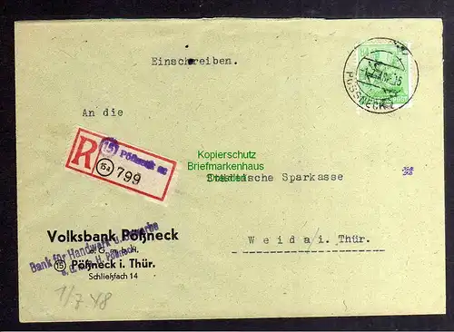 h3199 SBZ Bezirkshandstempel Bezirk 16 Pößneck 84 Pfennig Bedarfsbrief gepr.