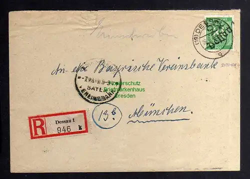 h3443 SBZ Bezirkshandstempel Brief Ziffer 84 gepr. BPP Bezirk 20 Dessau nach Mün
