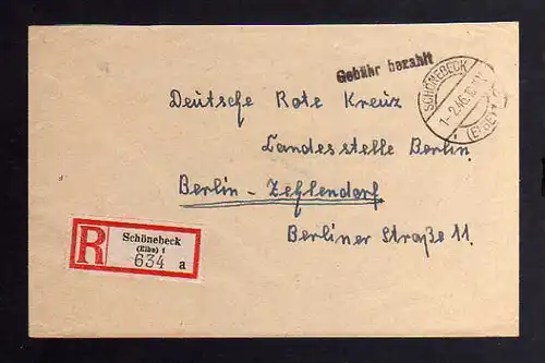 B735 7x SBZ Brief Karte Gebühr bezahlt 1945 Schönebeck 1948 Währungsreform Gummi