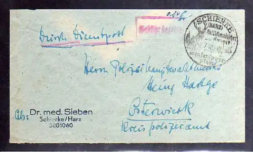 B713 SBZ Brief Gebühr bezahlt 1945 Schierke Harz 1948 Währungsreform