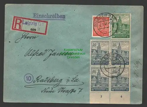B7413 Brief SBZ 4x 163 A , 165 A Einschreiben Leipzig nach Radeberg
