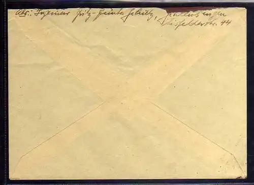 B724 SBZ Brief Gebühr bezahlt Schleusingen 1945 nach Weimar