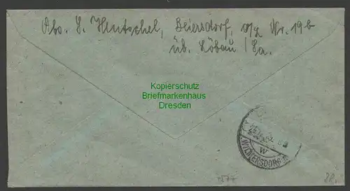 B7577 SBZ Ostsachsen Brief Einschreiben Beiersdorf über Löbau Notstempel 1945