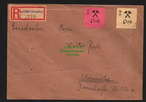B8334 SBZ Lokalausgabe Großräschen 19, 22 1945 Brief Einschreiben nach Chemnitz