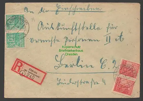B7595 SBZ Mecklenburg Brief Einschreiben Eldena Kr. Ludwigslust 1946 Bedarf