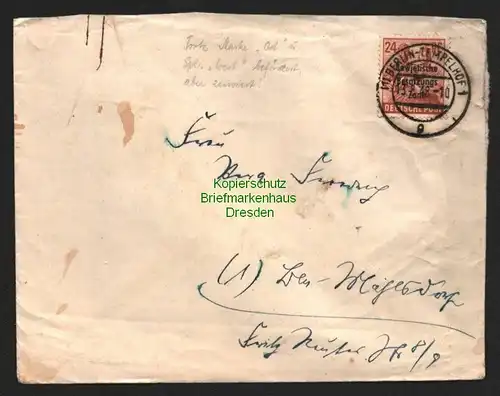 B8380 SBZ Brief Sowjetische Zensur 5201 Berlin Tempelhof 1948 nach Mahlsdorf