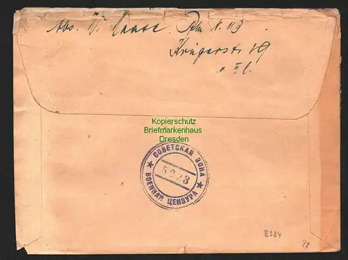B8384 SBZ Brief Sowjetische Zensur 5223 Berlin N 113 Währungsreform 1948