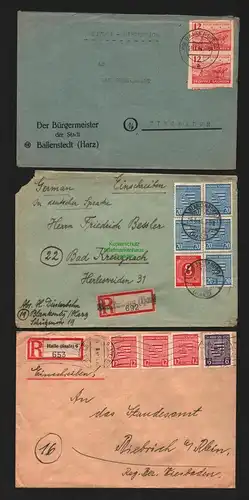 B8529 3 Briefe SBZ Provinz Sachsen Ballenstedt D. Bürgermeister 1946 Blankenburg