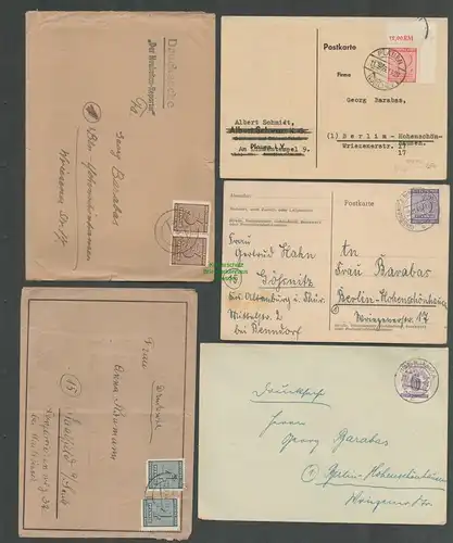 B6817 SBZ Westsachsen 5x Brief Postkarte Plauen Gössnitz Grimma Leipzig 1945