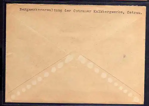 B654 SBZ Brief Karte Gebühr bezahlt 1945 Ostrau Sachsen Kalkbergwerke Bergwerksv