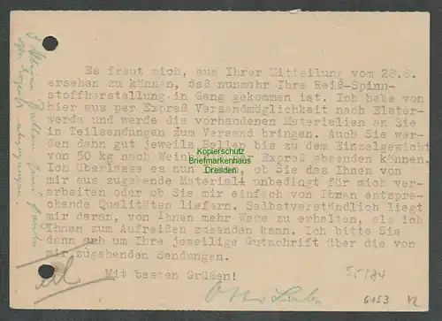 B6153 Postkarte SBZ Gebühr bezahlt 1945 Weinböhla Polsterer Möbelfabrik Otto Lie