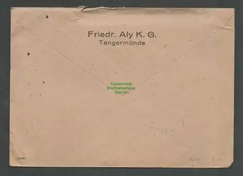 B6244 Brief SBZ Gebühr bezahlt 1945 Tangermünde Friedr. Aly K. G.