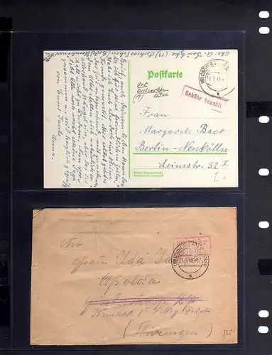 B650 2x SBZ Brief Karte Gebühr bezahlt 1945 Oschersleben Bode 1948 Währungsrefor