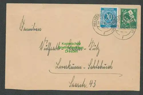 B6772 Brief SBZ Heiligenstadt Eichsfeld 1946 MiF Thüringen / alliierte Besetzung