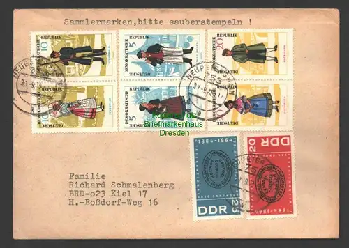 B7474 DDR 1964 Brief mit  WZd 144 Volkstrachten nach Kiel