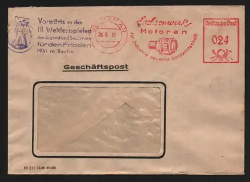 B13149 Brief DDR Propaganda Dresden Sachsenwerk 1951 III. Weltfestspielen der