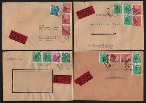 B13144 9x Brief DDR 1960 1961 Eilboten Rafena Radeberg Metallverarbeitung Greiz