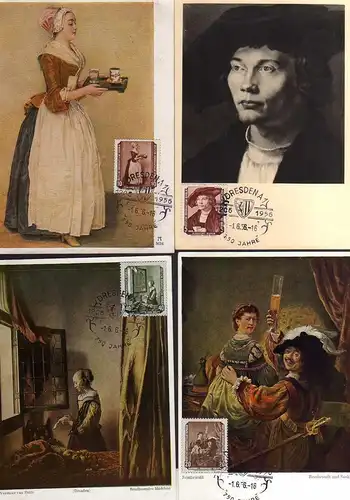 B140 DDR 504 - 509 ohne 506 5 seltene Maximumkarten Gemälde I 1955 Sixtinische M