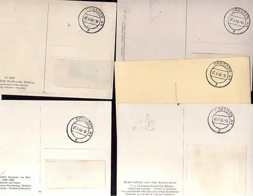 B140 DDR 504 - 509 ohne 506 5 seltene Maximumkarten Gemälde I 1955 Sixtinische M