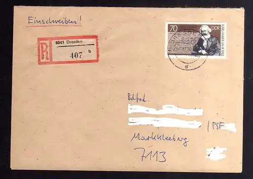 B3529 DDR Briefe Einzel- oder Mehrfachfrankaturen 1983 2787 EF Einschreiben