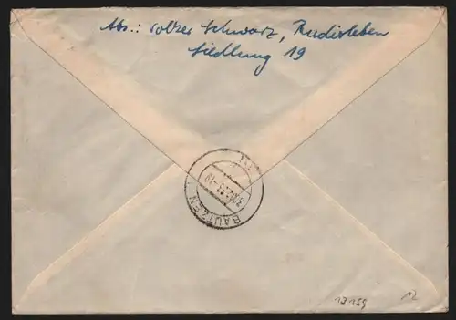 B13159 DDR Köpfe II 2x 327 340 Brief Rudisleben über Arnstadt 1953 Einschreiben