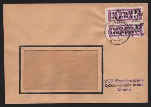 B14004 DDR ZKD Brief 1957 2x10 8001 Artern VEB Maschinenfabrik Kyffhäuserhütte A