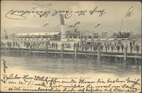 23737 AK Zürich Sonntagsausflug auf der Helvetia Dampfer , gelaufen 1922