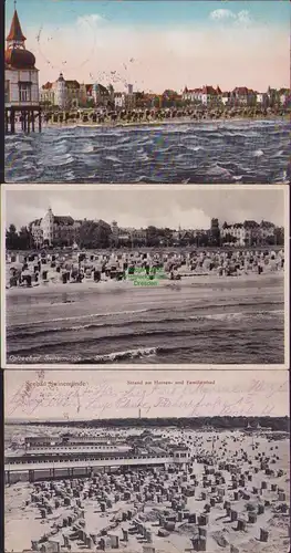 152380 3 AK Swinoujscie Swinemünde Strand vom Seesteg aus 1912 1941 Herrenbad