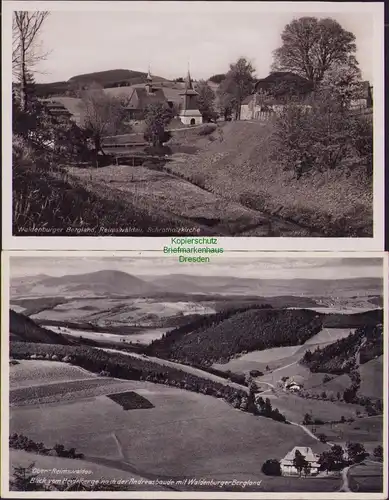 152513 2 AK Waldenburger Bergland Reimswaldau Schrotholzkirche Andreasbaude 1933