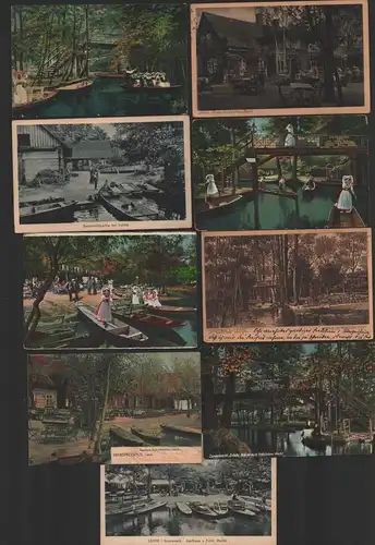 151864 9 AK Spreewald Lehde Zum fröhlichen Hecht 1925 Brücke 1918 Gasthaus 1905