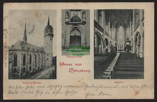 149941 AK Wittenberg Bez. Halle 1903 Schloss Kirche Thesen Tür