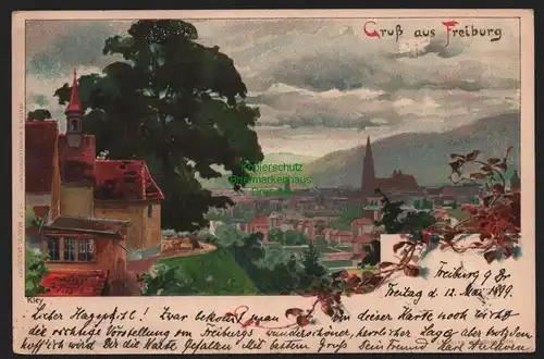 149955 AK Freiburg im Breisgau 1899 Litho Künstlerkarte Kley