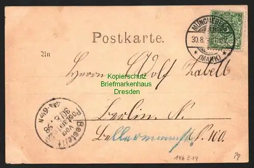 146314 AK Müncheberg Mark 1898 Central Hotel Warenhaus Liebmann Rathaus Turm