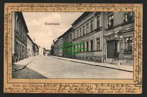 146192 AK Eisenberg Thür. Ernsttsraße Modewarengeschäft Zuckerschwerdt 1905