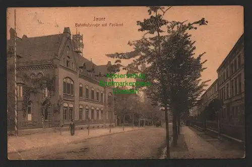 145311 AK Jauer Jawor Bahnhofstrasse mit Postamt 1917