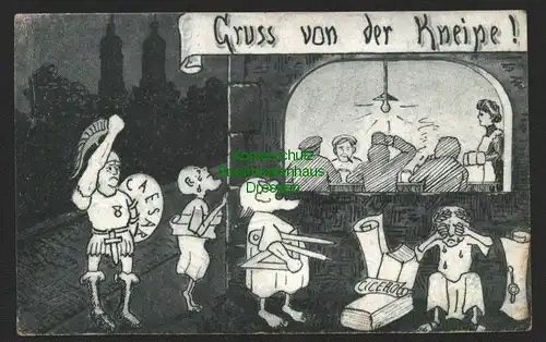 145416 AK Studentika Kempten Allgäu 1912 Gruss von der Kneipe